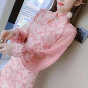 Robes Décontractées Version Qipao Leurs Enfants Avec L'Automne 2023 Installé Petite Robe De Jeunes Filles De Vent Chinois