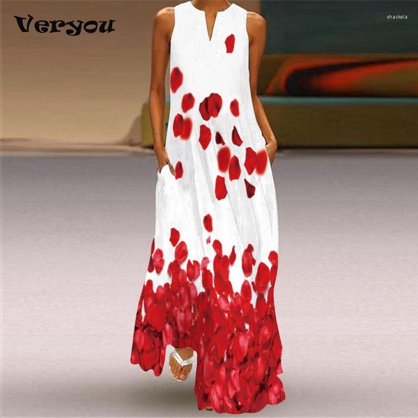 Vestidos casuales Veryou mariposa impresa vestido blanco 2023 de talla grande largo verano mujer sin mangas niñas playa Maxi mujeres