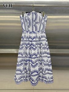 Casual jurken vgh hit kleur patchwork borduurwerk elegant voor vrouwen strapless mouwloze hoge taille slanke mini jurk femalle mode