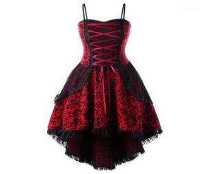 Vestidos casuales Victorian Gothic Vintage Vestido Mujeres Tallas grandes Lace Up Corset High Low Cosplay Disfraz Medieval Party Steampunk Dre9357403