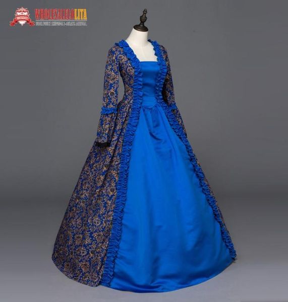 Robes décontractées victorien satin à imprimé floral robe robe de bal robe de bal Costume 2994259