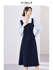 Robes décontractées Vimly 2 en 1 robe de chemise 2024 Spring Elegant Fashion A-Line Mid-longueur Formeal for Lady Office Wear Womans Vêtements M2827