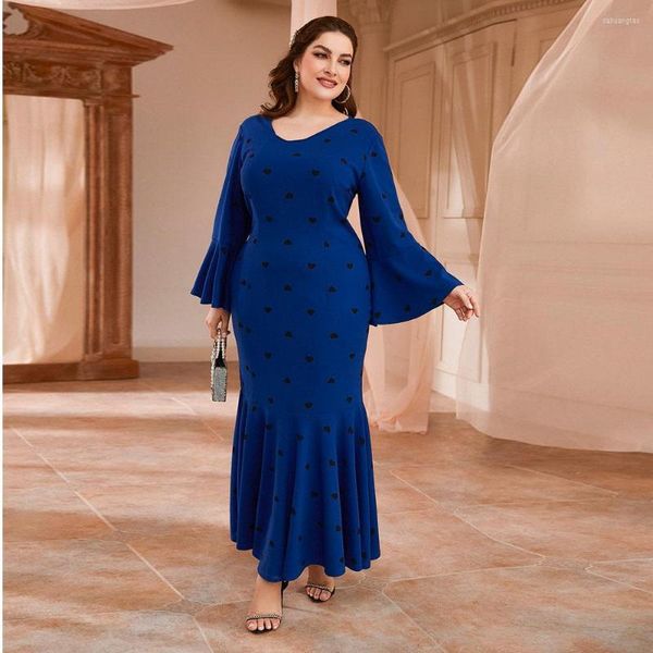 Robes décontractées Vintage bleu Maxi grande taille femmes vêtements jupe longue sirène Chic Streetwear femme musulmane tenues Robe Grande Taille