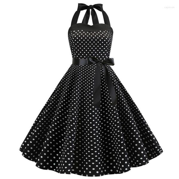 Robes décontractées Vintage Robe Femmes 2023 Été Sexy Polka Dot Imprimer Halter Party Robes Robe Pin Up Rockabilly Y2K