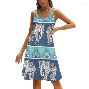 Casual jurken Vintage olifantenjurk witte bloemenprint boho strand zomer dame riem simple een lijn sundress patroon oversized kleding