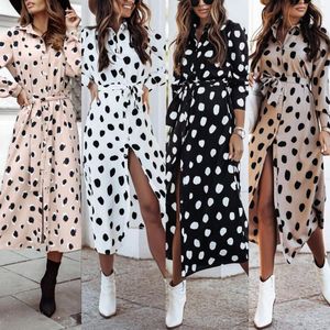 Casual jurken vintage mode 2023 dames luipaard chiffon lange mouw printfeest boho maxi jurk streetwear vestidos de verano