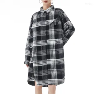 Robes décontractées robe à manches longues vintage printemps et automne 2024 Coton Femmes A-Line Vêtements