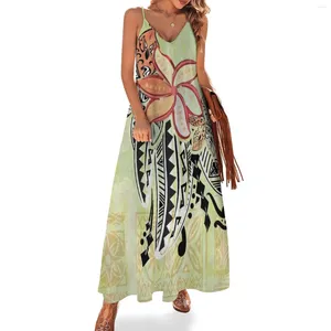 Robes décontractées Vintage Vintage Vert Tribal Tribal Tapa Robe sans manches Femme Vêtements Dames pour femmes 2024 Été lâche