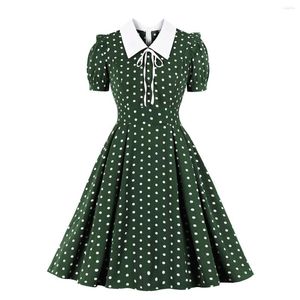 Casual jurken Vintage Retro 50s 60s Women Dress Polka DOTS Gedrukte korte mouw Turn Down Collar Rockabilly A Line Party 2023