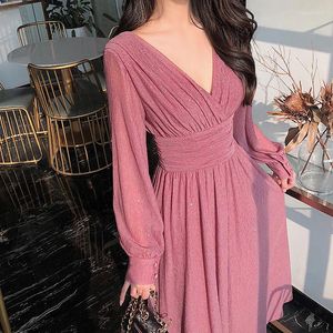 Robes décontractées Vintage Sexy Maxi pour les femmes fête Sequin robe Midi femme en mousseline de soie mince femme coréenne élégant automne 2023