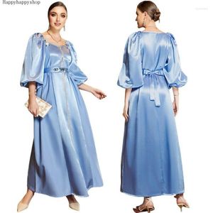 Vestidos casuales Vintage mujer Puff manga larga vestido Dubai fiesta vestido islámico musulmán Abaya Kaftan bata cóctel Vestidos de noche