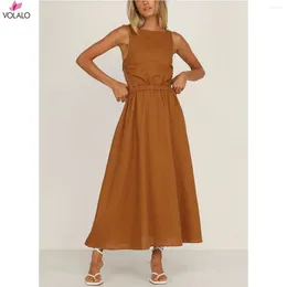 Casual jurken Volalo elegante solide riem vrouwen zomerjurk 2024 slip zwarte maxi backless vintage vrouwelijke feestvestidos