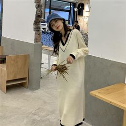 Robes décontractées WAVSIYIER pull Style coréen Patchwork épais tricoté Pollover hiver 2022 femme automne pull robe femmes