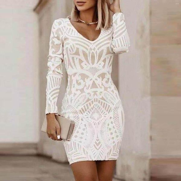 Robes décontractées robe blanche pour femmes Sexy col en v emballé hanche vêtements 2023 mariage rétro robe d'été Midi