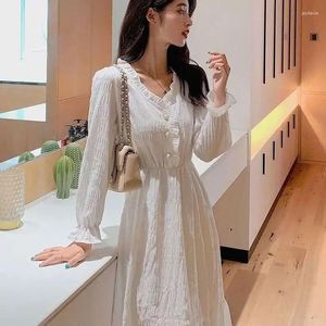 Robes décontractées Robe blanche à manches longues élégante midi femme robe de femme femme robe