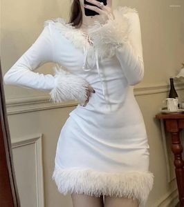 Casual Jurken Winter Lente Witte Jurk Dames 2023 Zoet Sexy Y2k Party Mini Dames Lange mouwen Elegante Jaarkleding