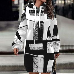 Robes décontractées hiver femmes robe à capuche 3D vintage imprimé sweat-shirt mode élégante fête vêtements féminins