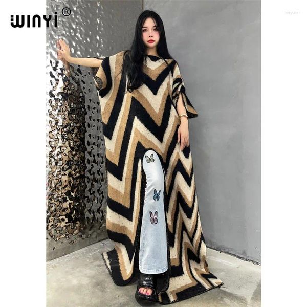 Robes décontractées Winyi imprimer confort chaud noir mode caftan robe de vacances élégante Afrique fête vêtements d'hiver pour les femmes longues vers le bas