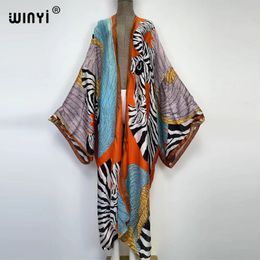 Casual jurken WINYI zomer dames vest steek cocktail sexy boho maxi Afrikaanse vakantie vleermuismouw zijde gevoel gewaad kimono kaftan 230314