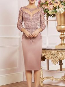 Robes Décontractées Avec Veste Plus La Taille Mère De La Mariée Gaine Sheer Cou Appliqued Robe De Mariée Courte Mere De Mariee 230221