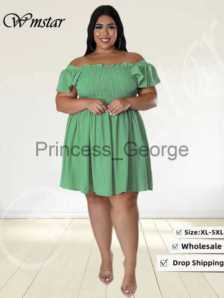 Vestidos Casuais Wmstar Vestidos Plus Size para Mulheres 2023 Verão Sólido Um Ombro Elegante Mini Vestido Vestido de Baile Venda Quente Atacado Dropshipping x0625