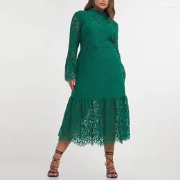 Casual jurken vrouw kleding mode slank Slim 2024 dikke mm grote dames kant lange slaapjurk stevige kleur elegant en mooi