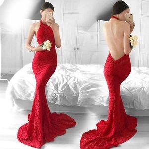 Robes décontractées Femme Robe 2023 Été Halter Dos Nu Sexy Moulante Femmes Soirée Élégante Brodée Rouge Longue RobeCasual