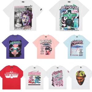 T-shirts masculins Hip Hop High Street Fashion Summer Wash Wash Imprimé décontracté Loose des T-shirts à manches courtes pour hommes et femmes