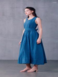 Casual jurken Women 2024 Zomermode Solid O-Neck riem Big Swing Elegant Party Dress for Clothing Streetwear Formal
