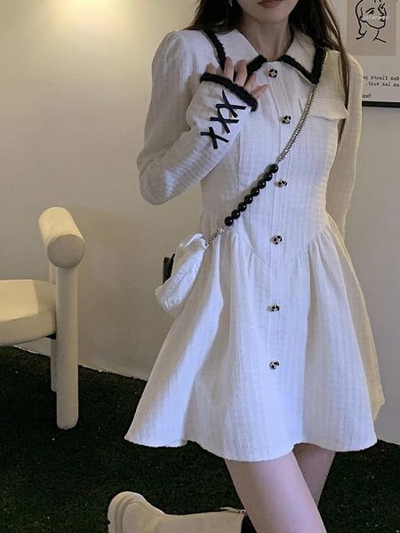 Vestidos casuales Ropa de mujer 2023 Verano OL A-Line Mini Tweed Blazer Harajuku Chic y elegante vestido de mujer Túnica Vestidos Estilo coreano