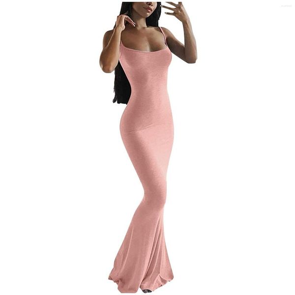 Robes décontractées mode femme couleur unie robe body fronde mince longue maison élégante Sexy jour pour les femmes