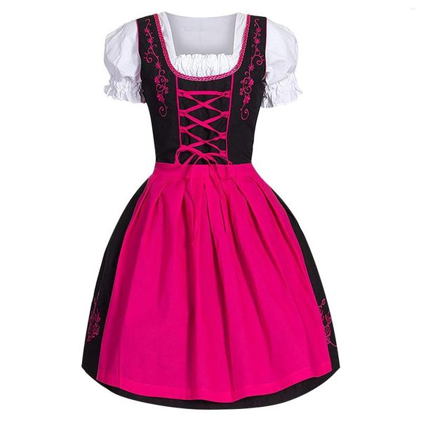 Robes décontractées Femmes Oktoberfest Beer Girl Robe allemande Tablier à col carré Cosplay Costume Party pour les femmes Festival Performan256t