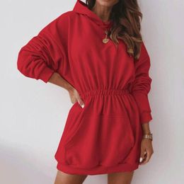 Vestidos casuales Sudadera de manga larga de calle para mujer Top con capucha Cremallera Color sólido Vestido cálido Sudaderas con capucha atléticas para mujer Jersey