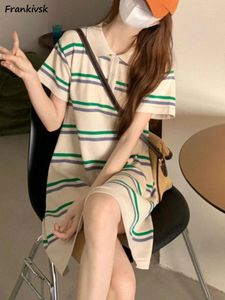 Robes décontractées Femmes Brightly Striped All-Match Students Vitality Pouçon de mode Fashion Holiday Summer Style Coréen Chic Sund Dresse