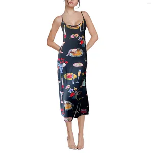 Casual jurken vrouwen cami jurk tafel collectie print mouwloze backless slip midi bodycon party