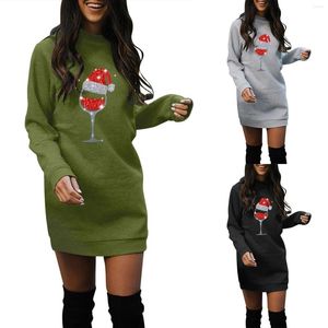 Casual jurken vrouwen kerstmis lange mouw crewneck lichtgewicht midi pullover jurk kort voor tieners