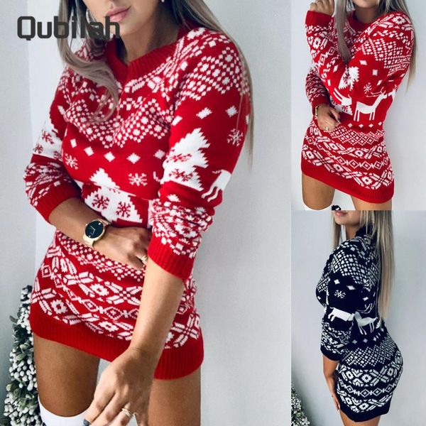 Robes décontractées Femmes Pull de Noël Mode Elf Funny Jumper Femme Automne Hiver Tops Robe douce Femme Vêtements 2023