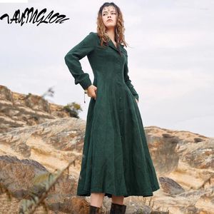 Vestidos casuales Ropa de mujer 2024 Otoño Americano Retro Simple Vestidos femeninos delgados Ropa de algodón y lino Vestido largo de dama literaria