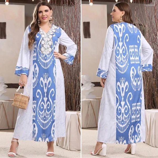 Vestidos casuales ropa para mujeres elegante vestido sexy de dobladillo grande con cuello en v con cuello de manga larga de manga larga de manga larga de gran tamaño desplazando l-4xl