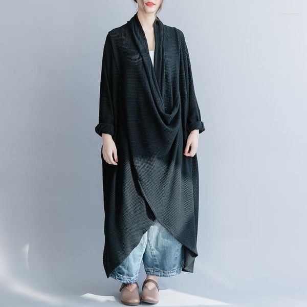 Robes décontractées femmes robe manches chauve-souris col en v asymétrique tricot irrégulière lâche loisirs longue 2023