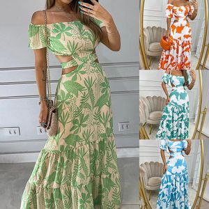 Casual Jurken Dames Jurk Elegante Hoge Taille Overgooiers Maxi Vintage Dames Collectie 2023 Boho Dames Zomer Sexy Kleding Print