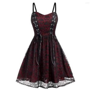 Casual Jurken Dames Jurk Gothic Zwart Grote maten Halloween Kant Mesh Patchwork Mouwloos Hemdje Feest Elegant