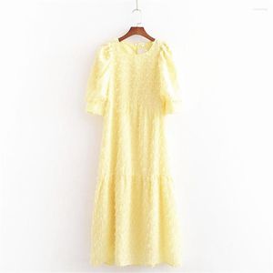 Robes décontractées Femmes Robe Été Style Rose Jaune Vintage Mode Doux Vêtements Lisse Douce Femme Fille À Manches Courtes