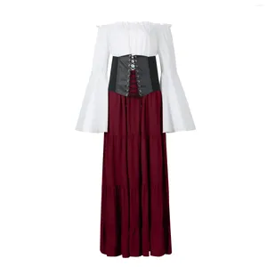 Vestidos informales Vestido de mujer Vintage Victoriano Medieval Renacimiento Sólido Cosplay Disfraz de Halloween Gótico Prom Princesa Vestido Tallas grandes