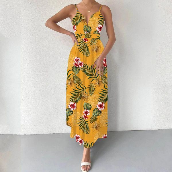 Vestidos casuales mujeres vestido elegante tropical boho impresión entrecruzado sin respaldo maxi sexy para mujer vacaciones de verano playa