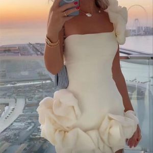 Casual Jurken Vrouwen Elegante Bloemen Een Schouder Hoge Taille Corset Feest Avondjurk Prom Gown Mode Strapless Cocktail