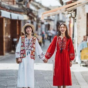 Casual jurken vrouwen etnische kleding zomer Super Fairy katoenen linnen geborduurde reisvakantie boho losse vakantie strand