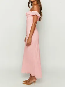 Casual Jurken Dames Fairycore Off-Shoulder Jurk Y2 Grunge Ruches Maxi Elegante Bodycon Cocktail Esthetische Kleding