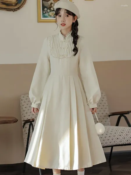 Vestidos casuales mujeres moda elegante plisado bodycon a-line vestido largo otoño invierno chic encaje arco 2024 festival coreano fiesta de graduación