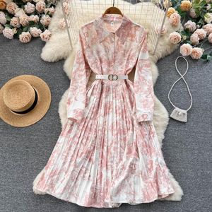 Vestidos casuales Mujeres Floral Impreso Harajuku Vintage Turn-down Collar OL Dress Y2K Ropa Office Lady Spring Hip Hop Vestidos